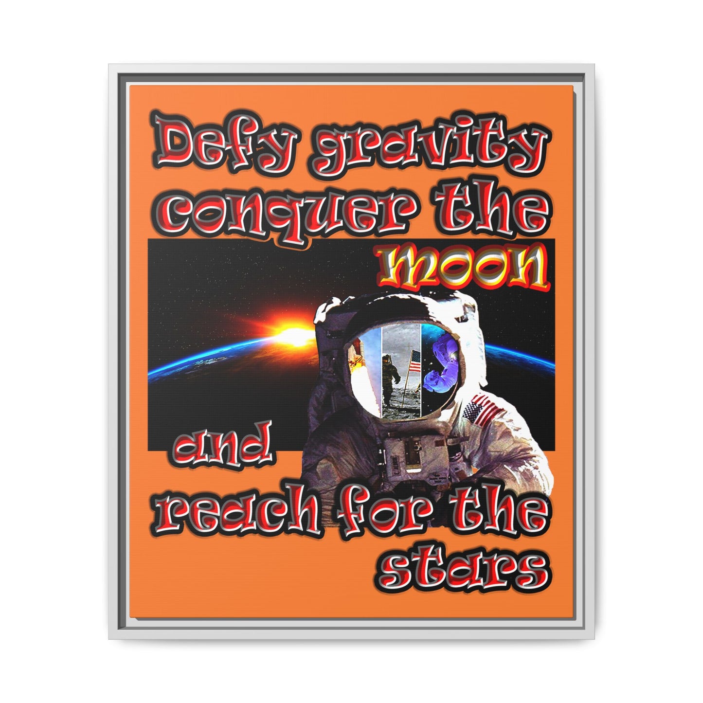 defy conquer reach - framed canvas art (crusta)