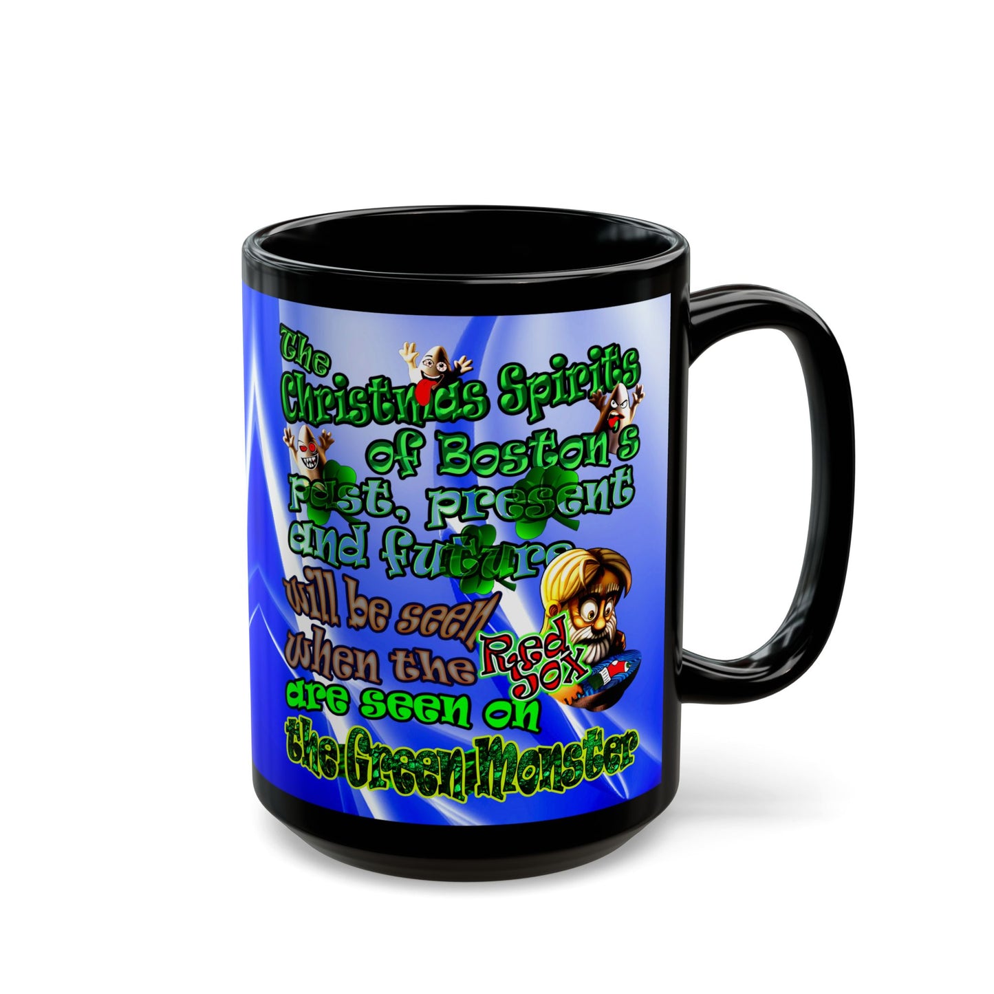 christmas spirits of boston - Black Mug (blue-white wave)