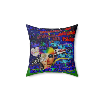 drop the beat - Faux Suede Square Pillow - ('snoops' background)