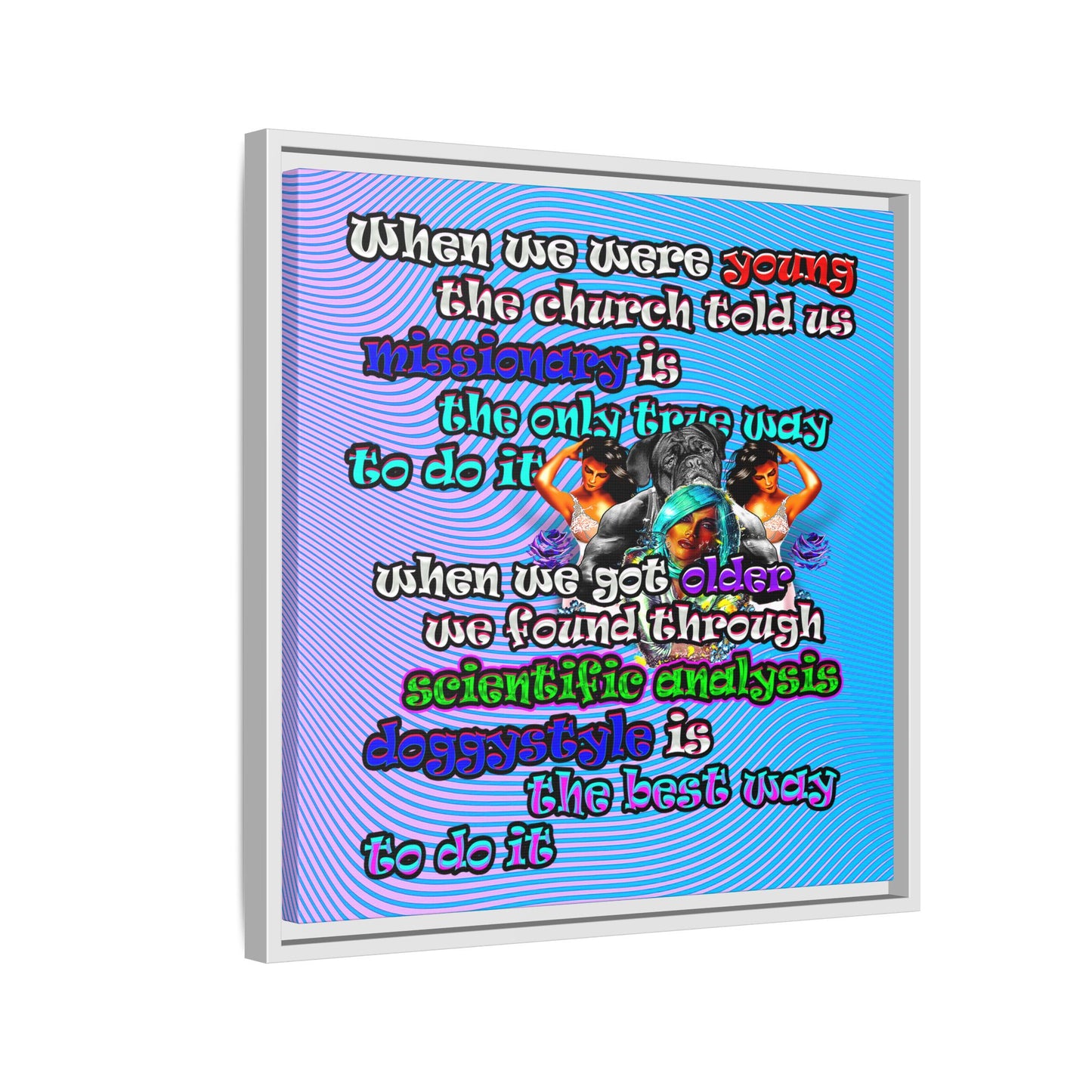 doggystyle - framed canvas art (light blue-purple wave)
