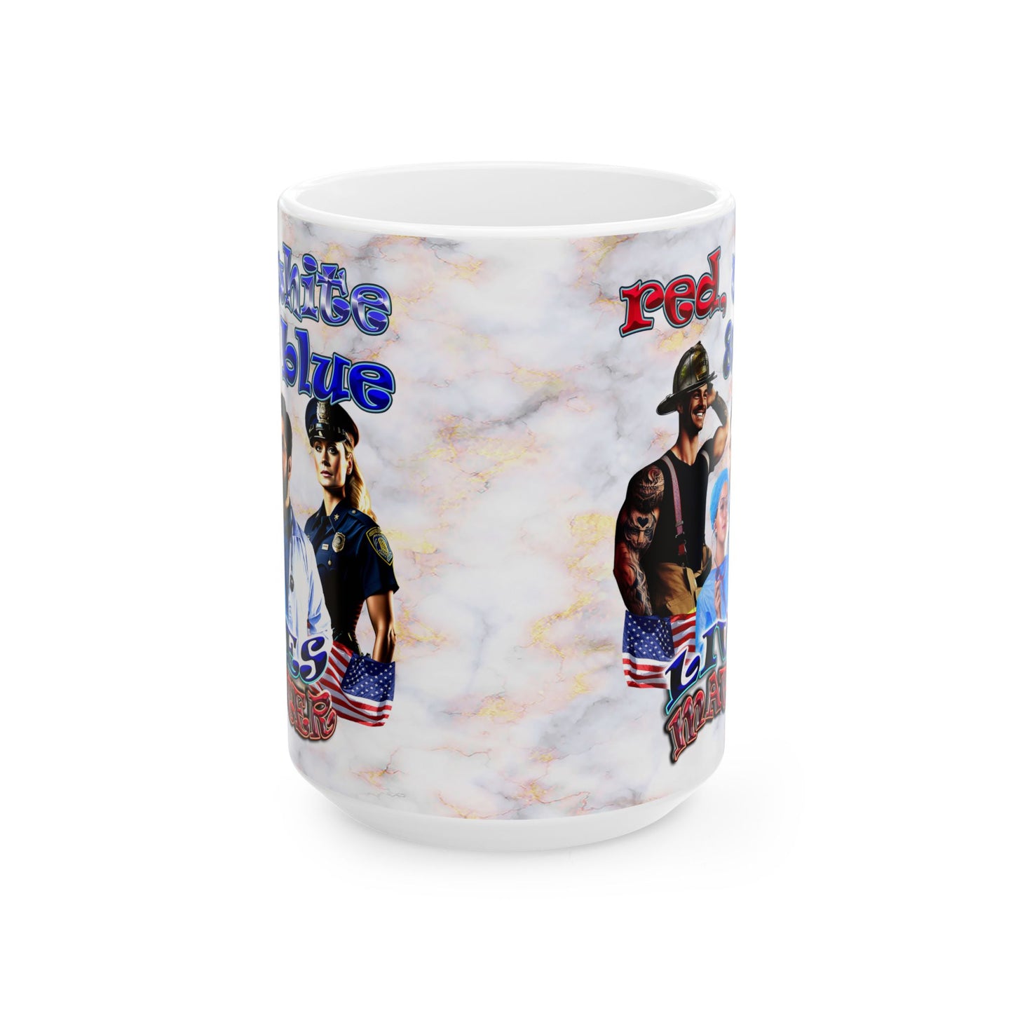rw&b lives matter - White Mug (white marble)