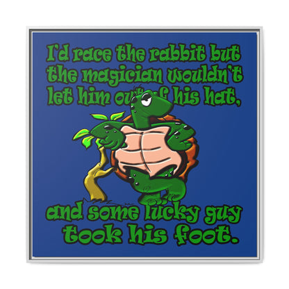 turtle race - framed canvas art (dark blue)