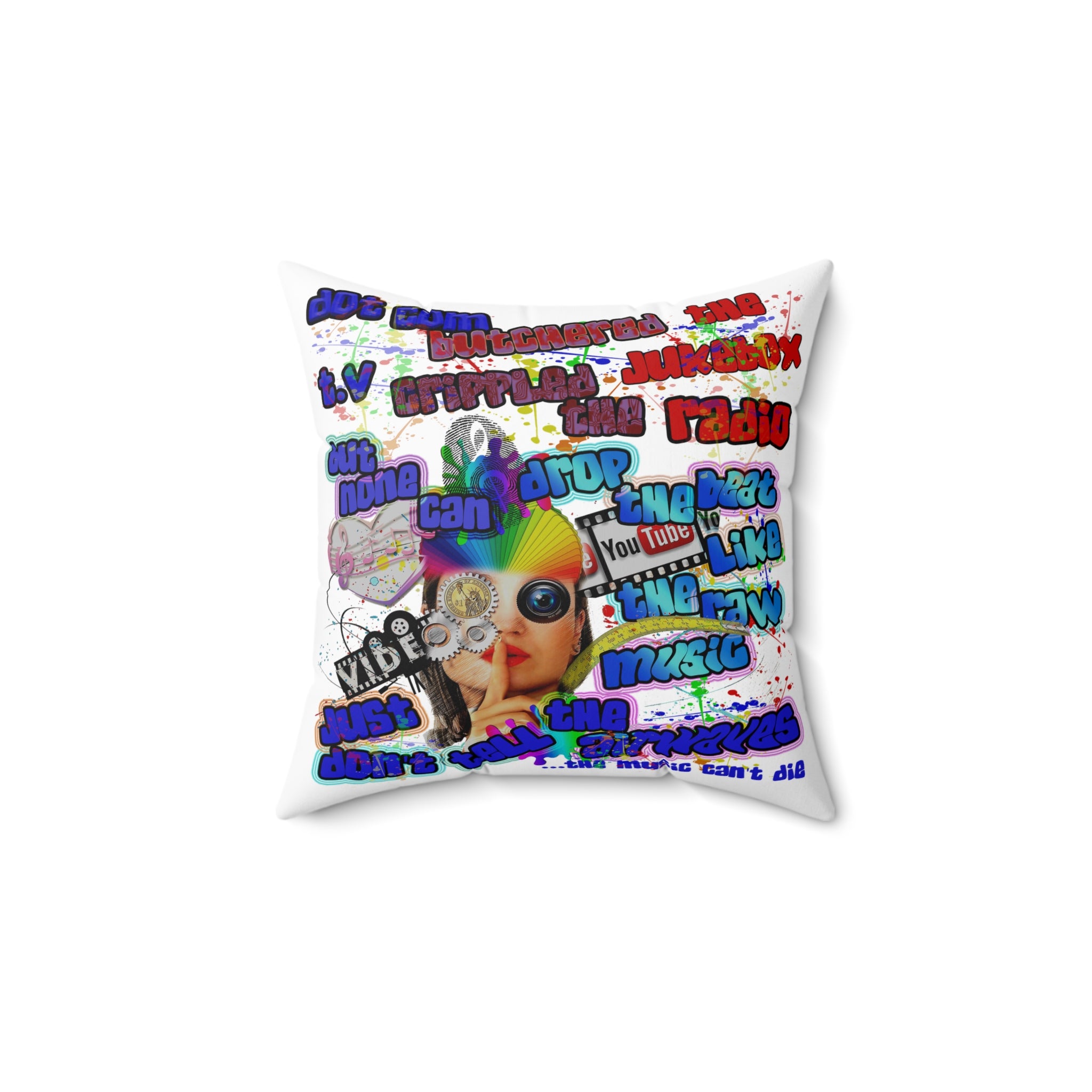 drop the beat - Spun Polyester Square Pillow - (white)