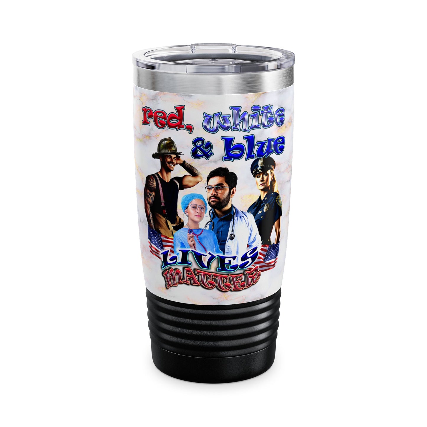 rw&b lives matter - Ringneck Tumbler, 20oz (white marble)