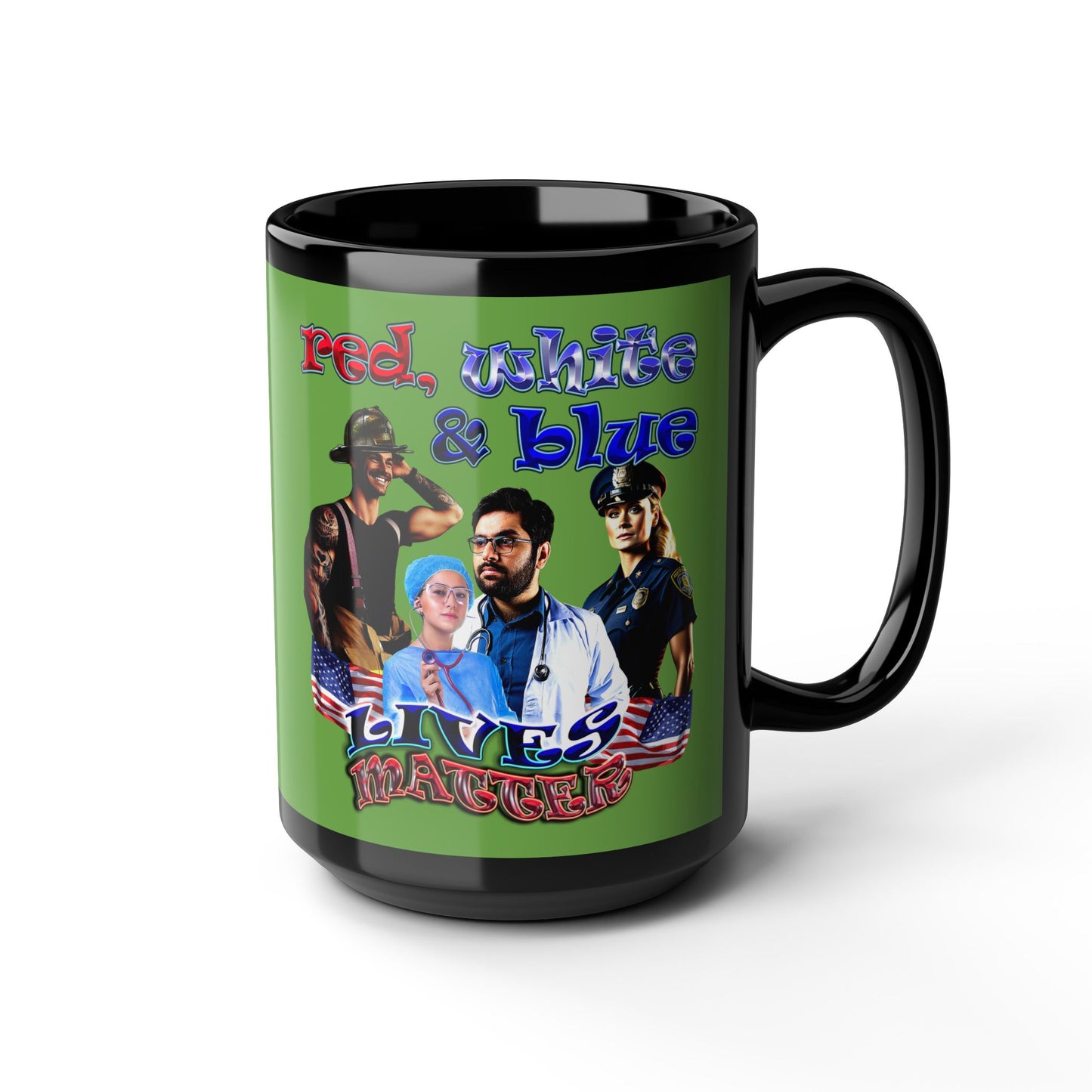 rw&b lives matter - Black Mug (green)