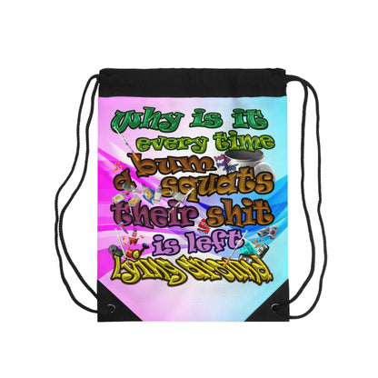 the bum's shit - Drawstring Bag (light blue-pink wave)