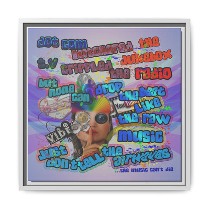 drop the beat - framed canvas art (light blue-pink wave)