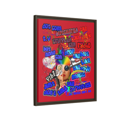 drop the beat - framed canvas art (dark red)