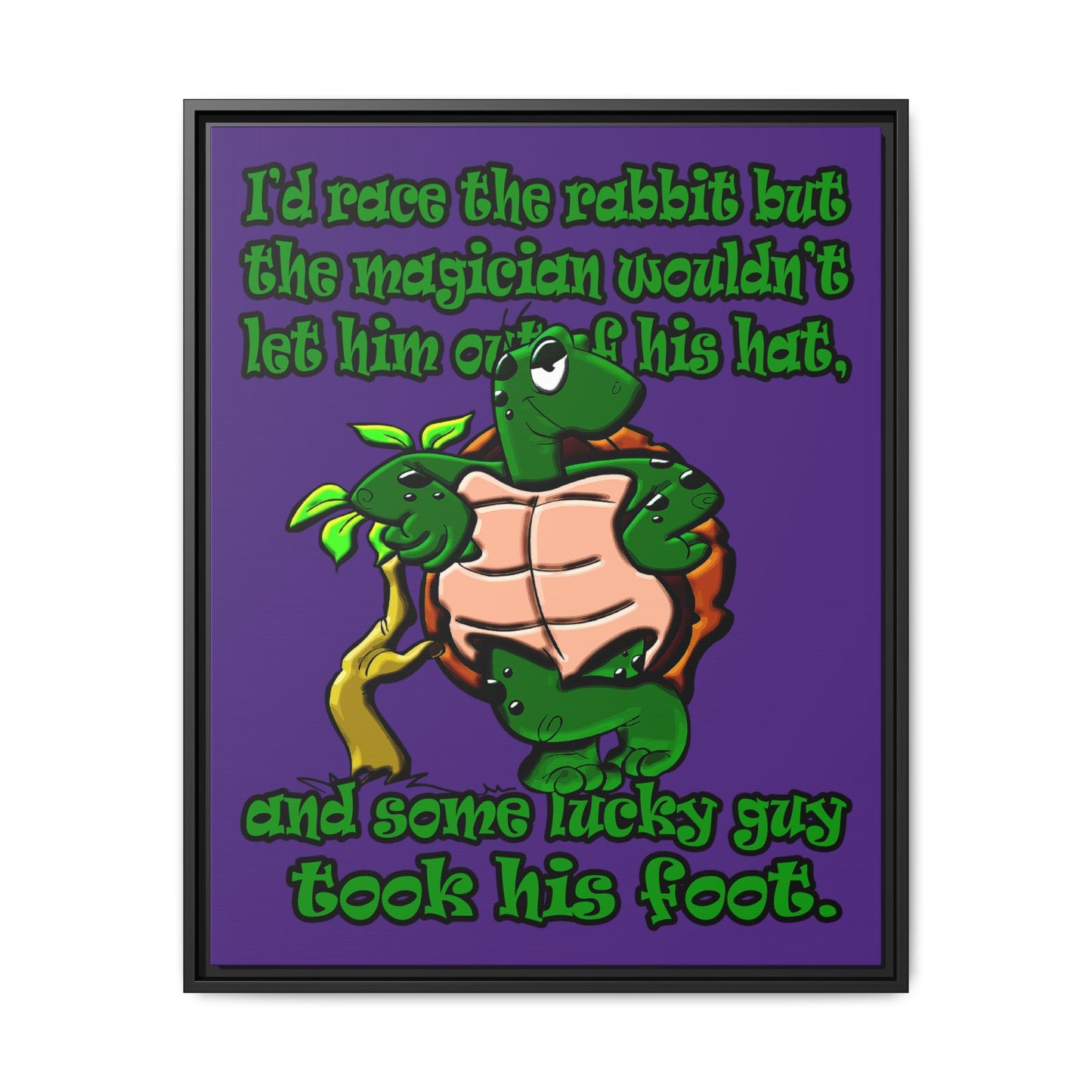 turtle race - framed canvas art (purple)