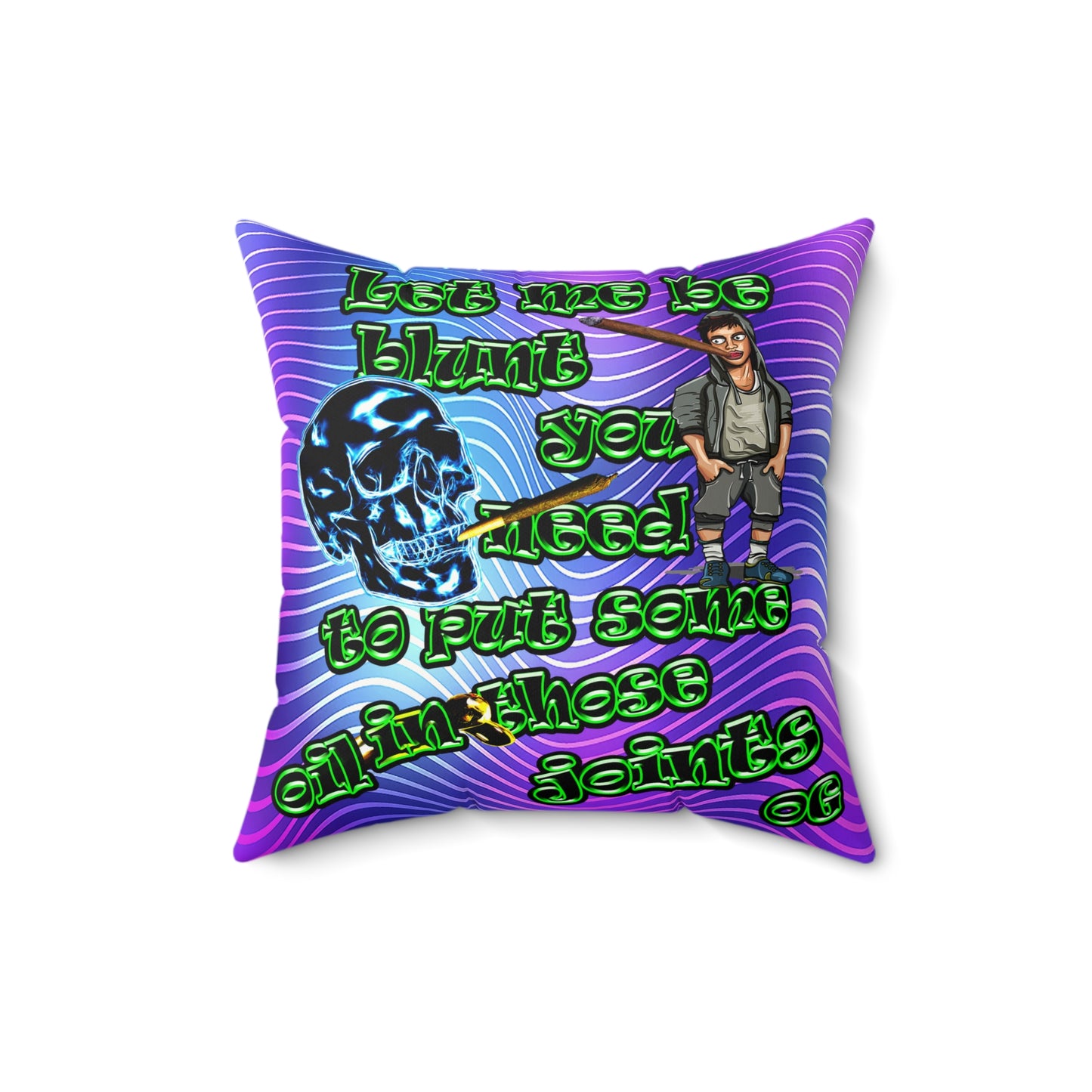 og - Faux Suede Square Pillow - (purple wave)