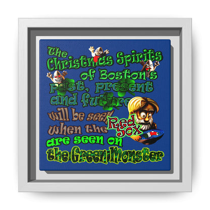 christmas spirits of boston - framed canvas art (dark blue)