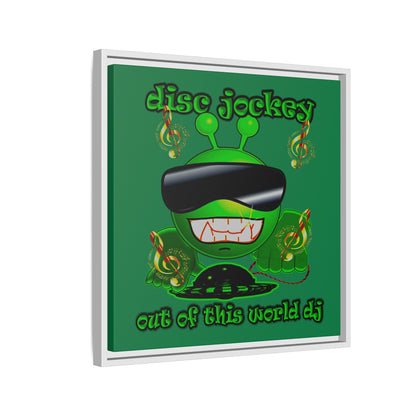 disc jockey - framed canvas art (dark green)