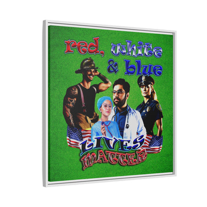 rw&b lives matter - framed canvas art (green turf)