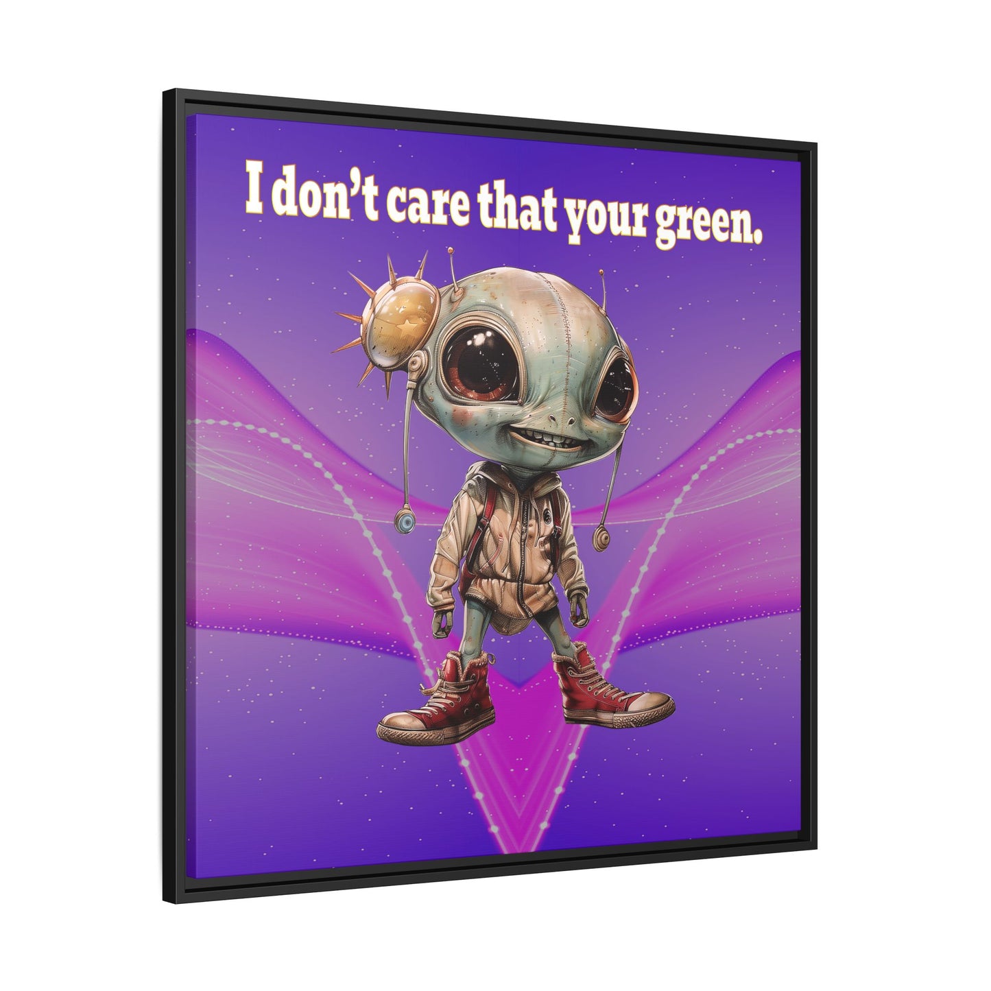 I don't care that your green - framed canvas art (purple-pink wave)