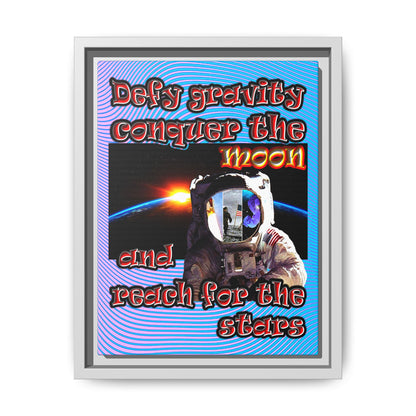 defy conquer reach - framed canvas art (light blue-purple wave)
