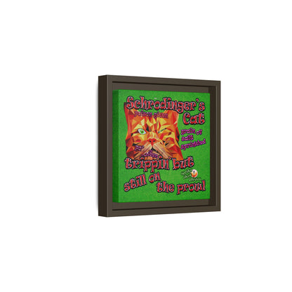 schrodinger's cat - framed canvas art (green turf)