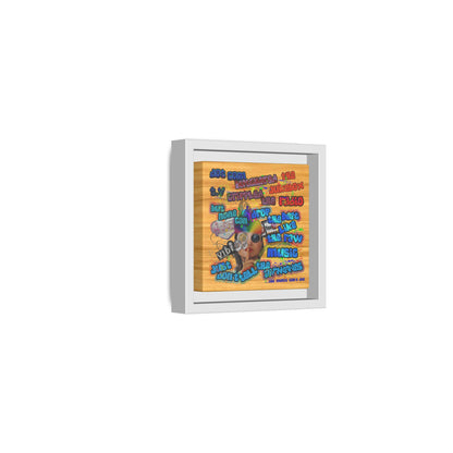 drop the beat - framed canvas art (butterscotch wood finish)