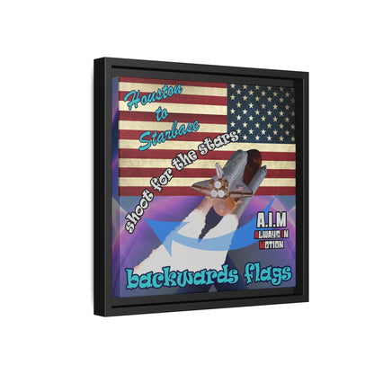 shoot for the stars - framed canvas art (grey-pink wave)