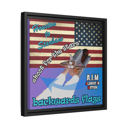 shoot for the stars - framed canvas art (light blue-purple wave)