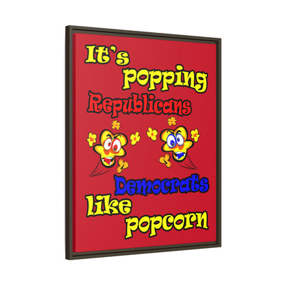popping like popcorn - framed canvas art (dark red)