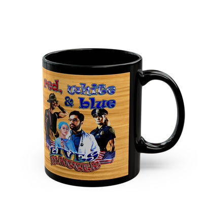 rw&b lives matter - Black Mug (butterscotch wood finish)