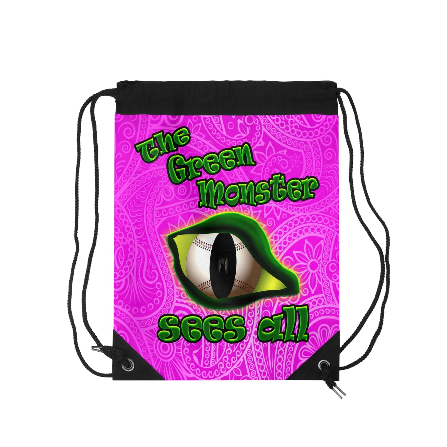 green monster - Drawstring Bag (pink swirl)