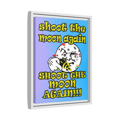 shoot the moon again - framed canvas art (light blue-purple wave)