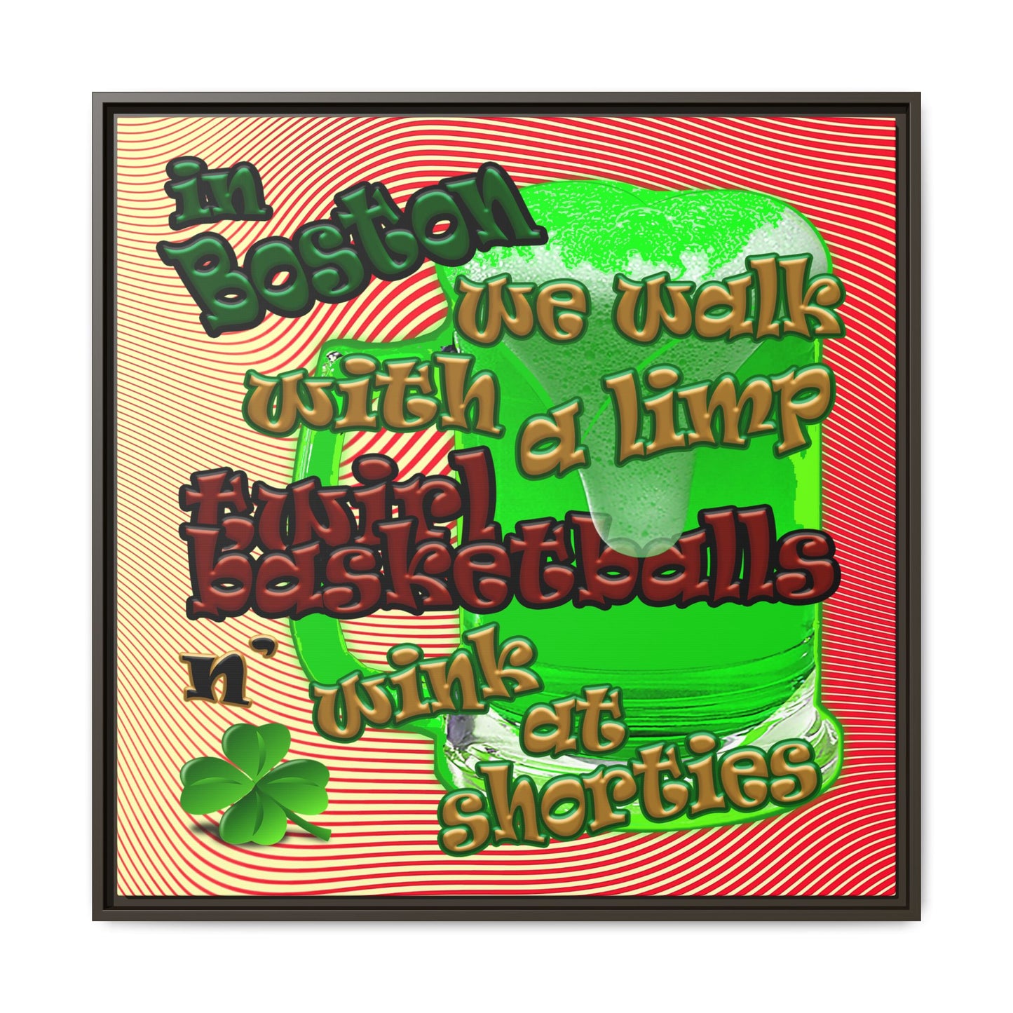 celtics logo - framed canvas art (yellow-orange wave)