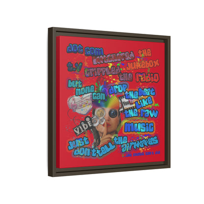 drop the beat - framed canvas art (dark red)