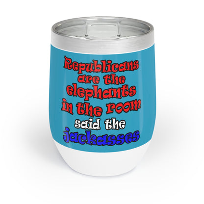 donkeys and elephants - Chill Wine Tumbler (turquoise)