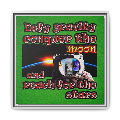 defy conquer reach - framed canvas art (green turf)
