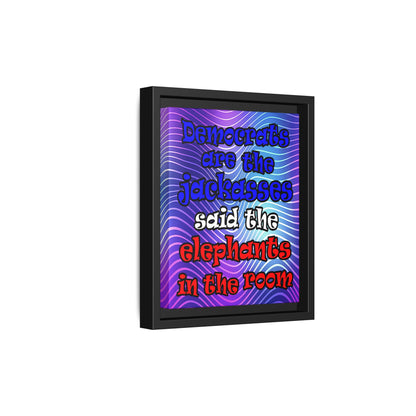 donkeys and elephants - framed canvas art (purple wave)