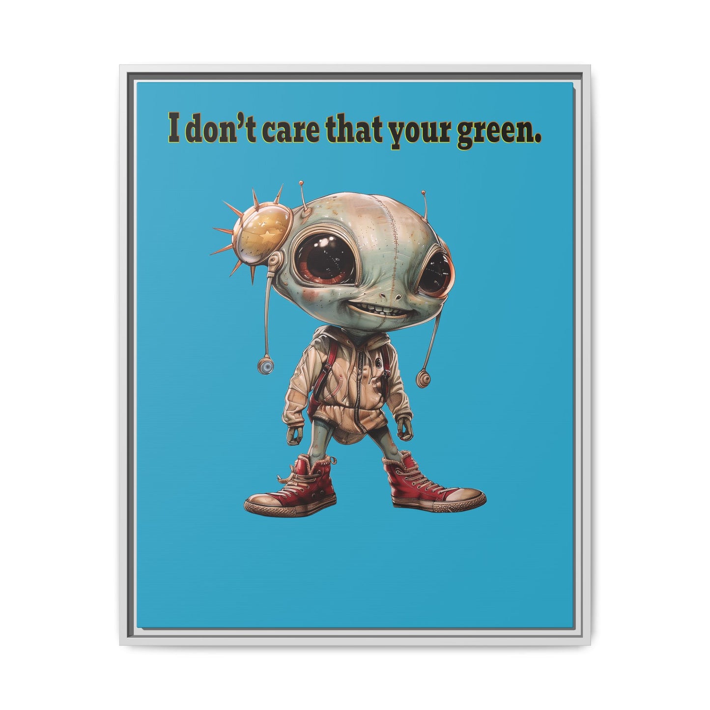 I don't care that your green - framed canvas art (turquoise)
