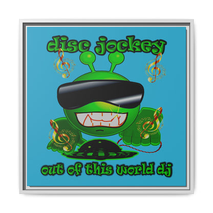 disc jockey - framed canvas art (turquoise)