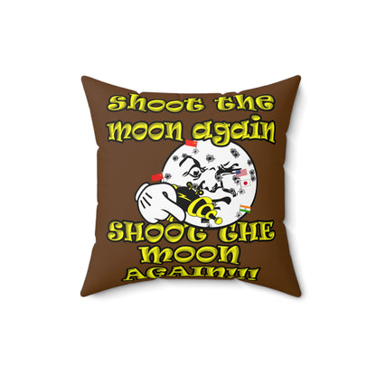 shoot the moon again - Spun Polyester Square Pillow - (brown)