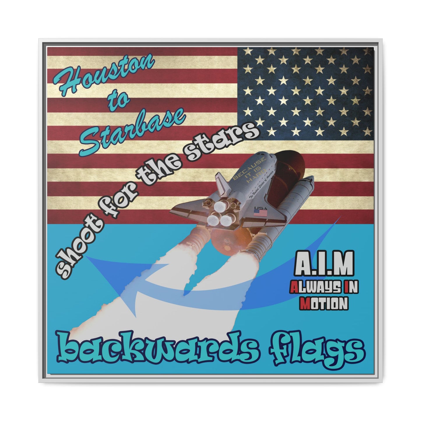 shoot for the stars - framed canvas art (turquoise)