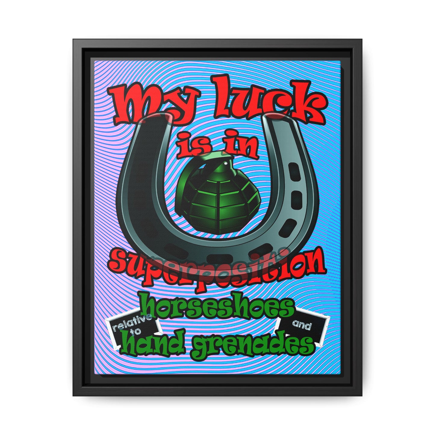 my luck - framed canvas art (light blue-purple wave)