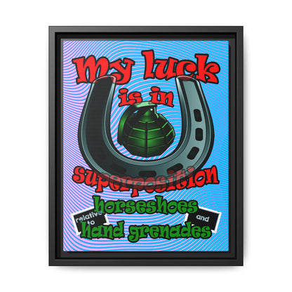 my luck - framed canvas art (light blue-purple wave)