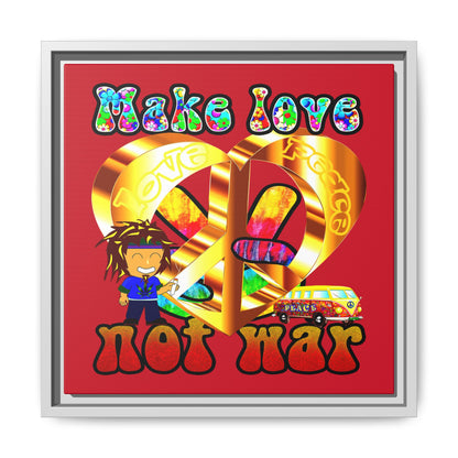 love peace - framed canvas art (dark red)