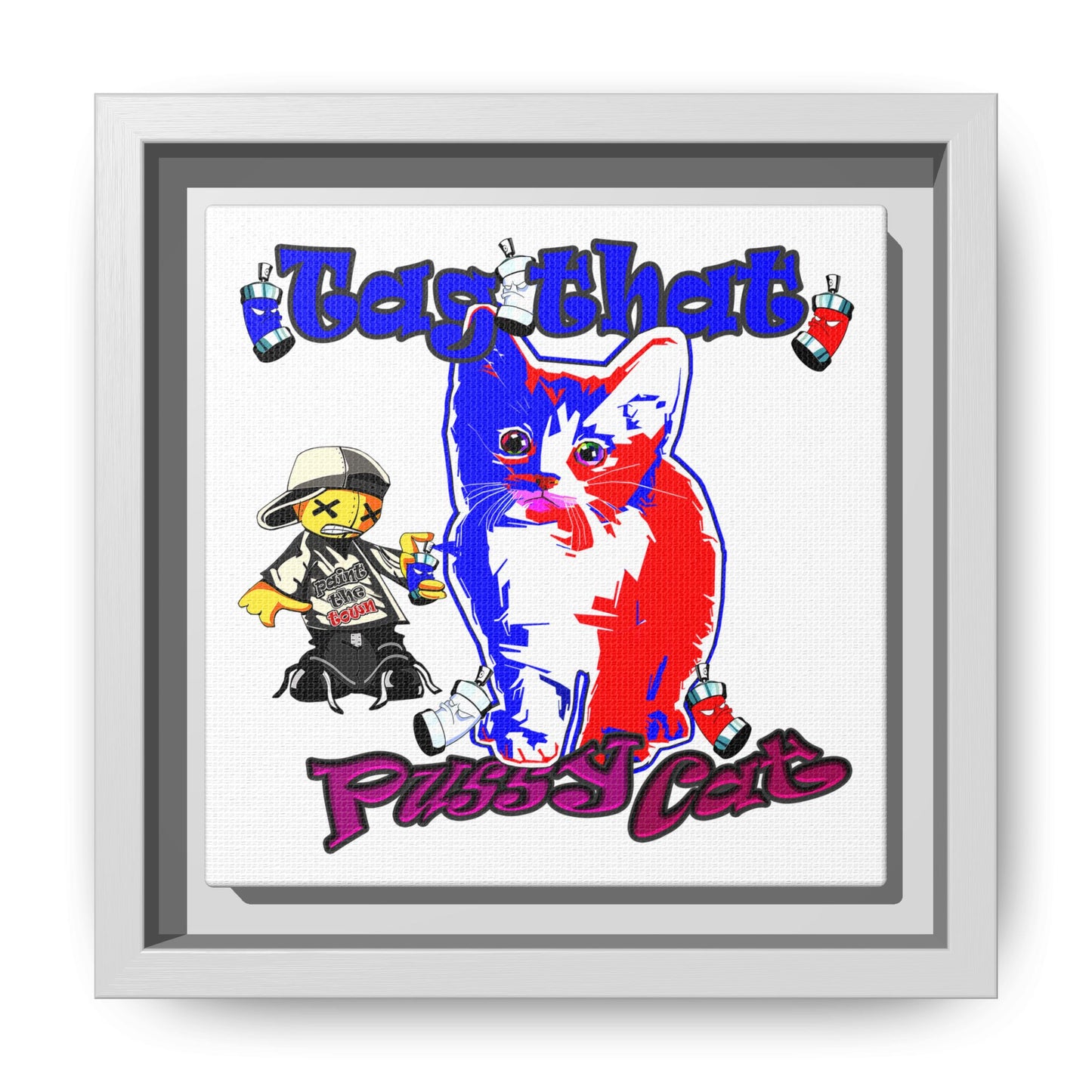 tag that - framed canvas art (white)