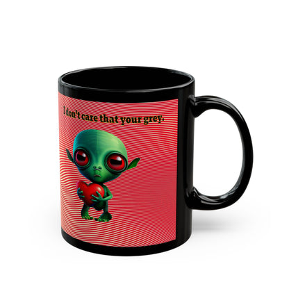 I don't care that your grey - Black Mug (yellow-orange wave)