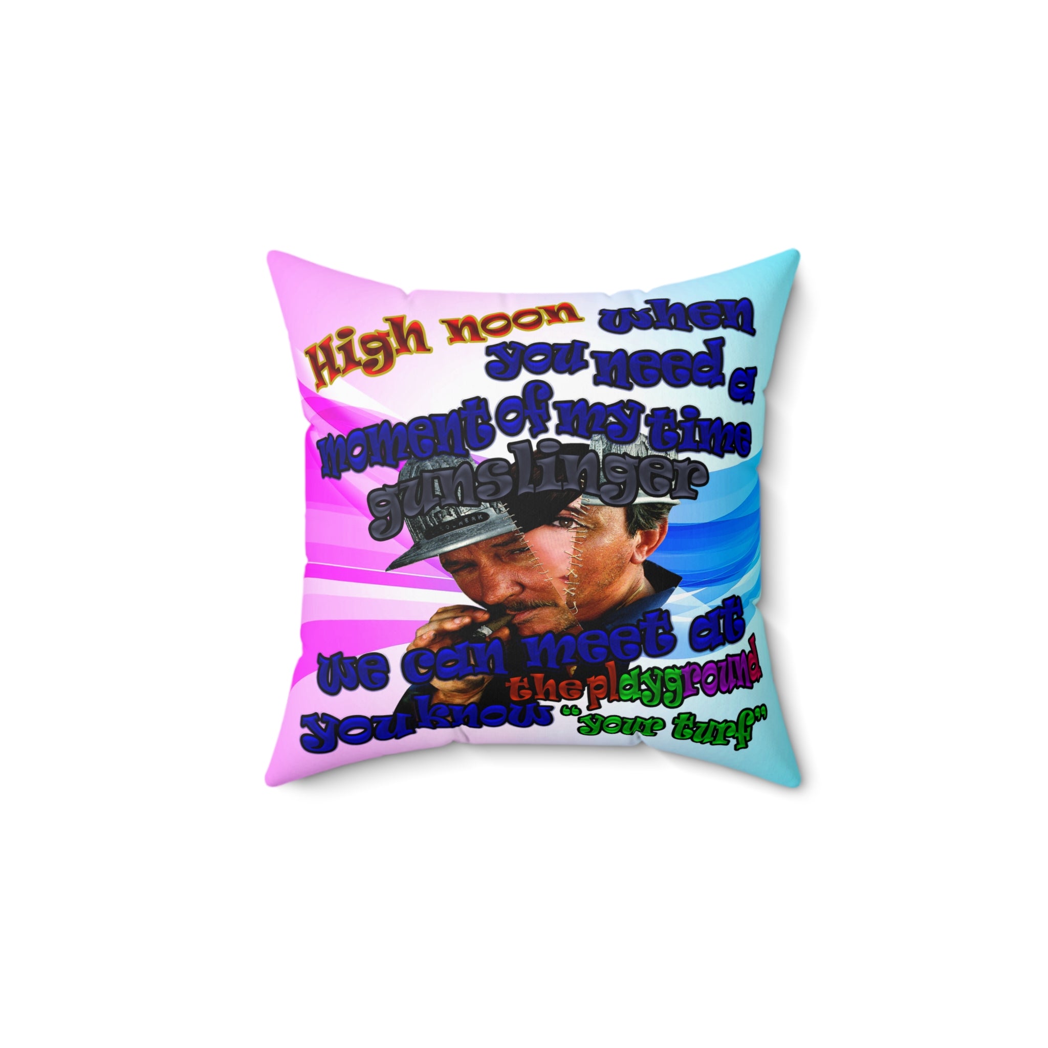 high noon - Spun Polyester Square Pillow - (light blue-pink wave)