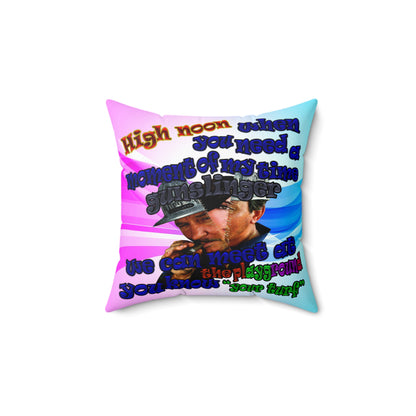 high noon - Spun Polyester Square Pillow - (light blue-pink wave)