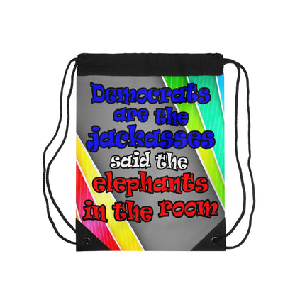 donkeys and elephants - Drawstring Bag (rainbow split)