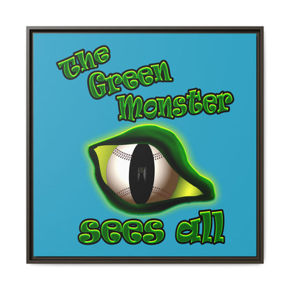 green monster - framed canvas art (turquoise)
