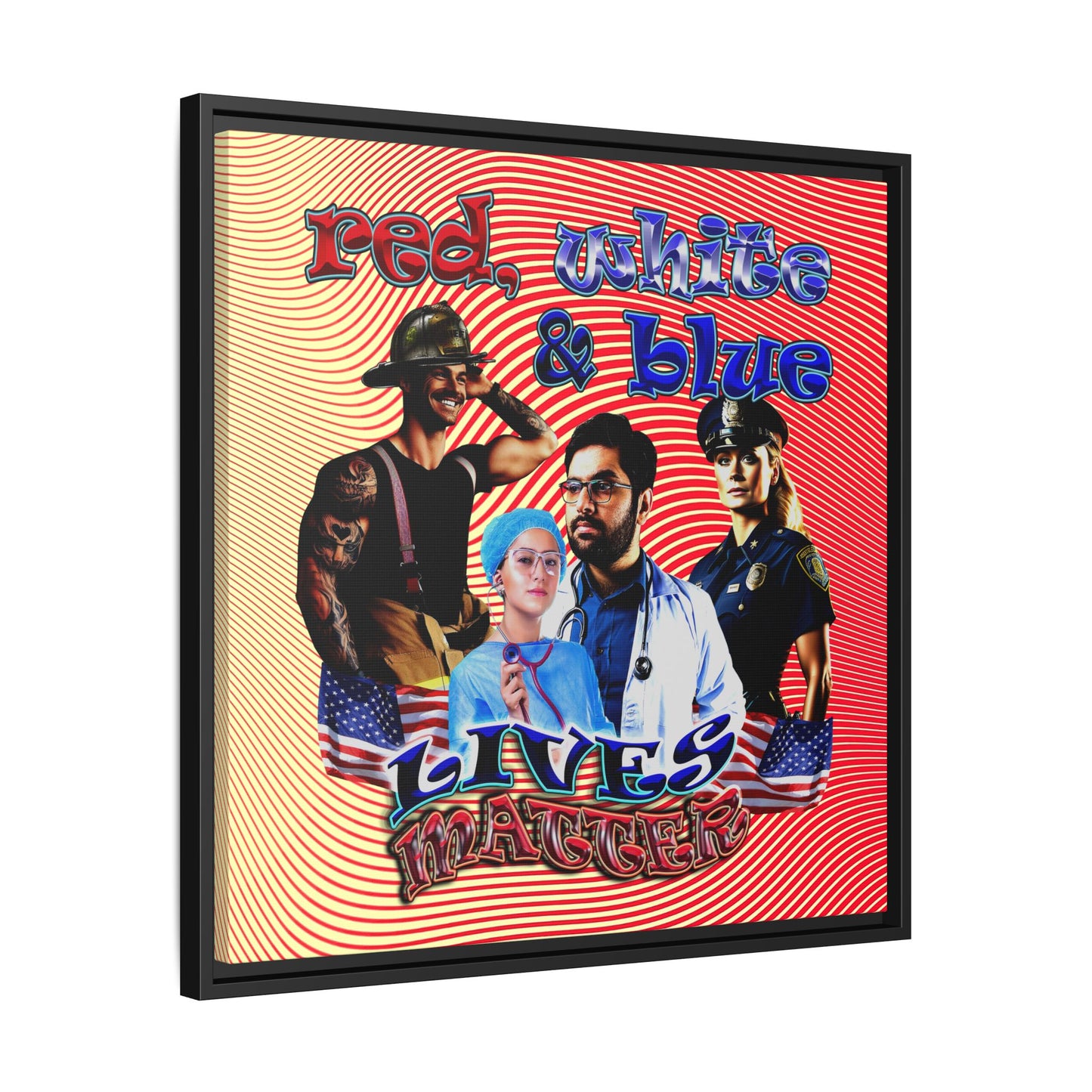rw&b lives matter - framed canvas art (yellow-orange wave)