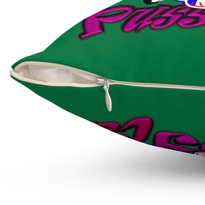 tag that - Spun Polyester Square Pillow - (dark green)