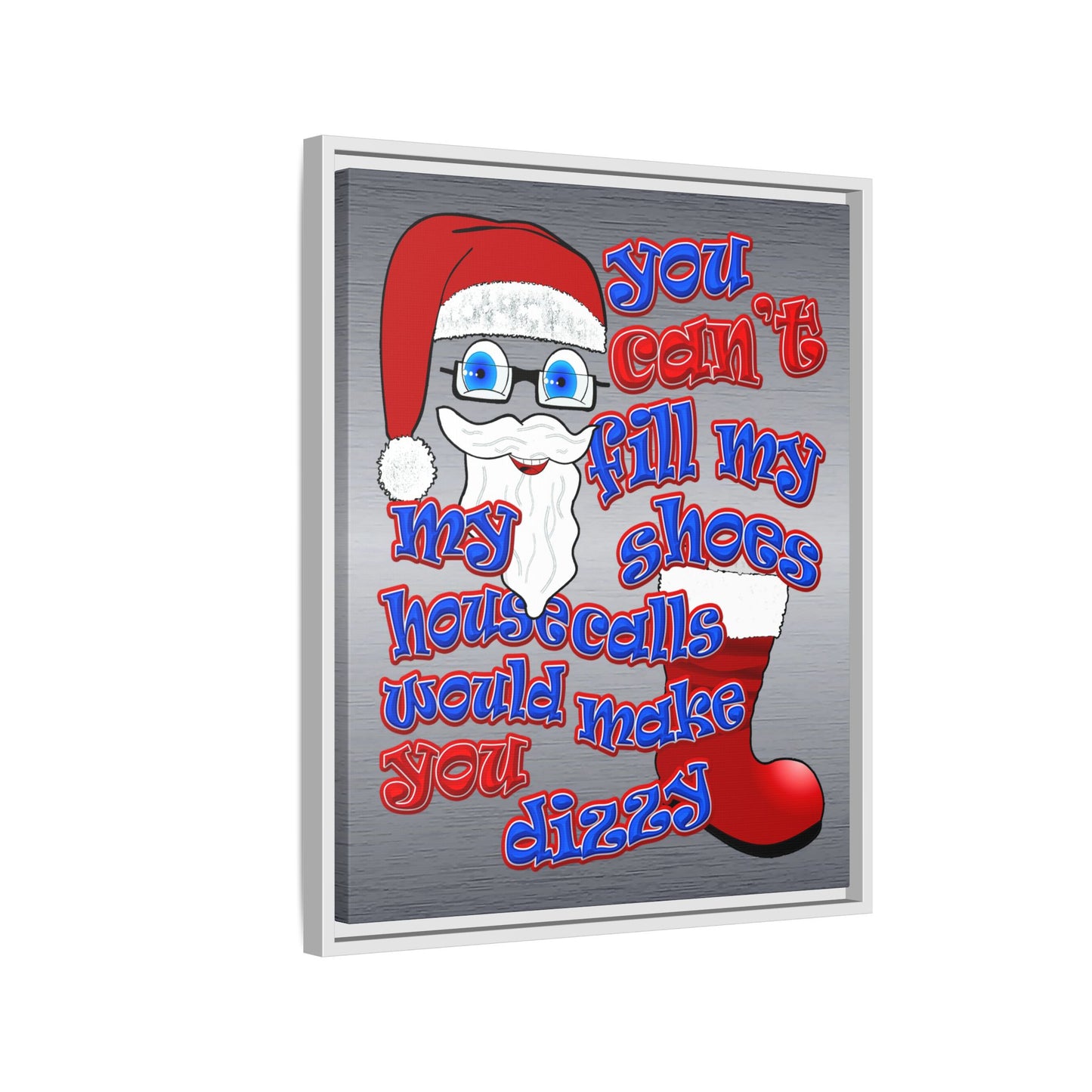 santa's shoes - framed canvas art (brushed nickel)