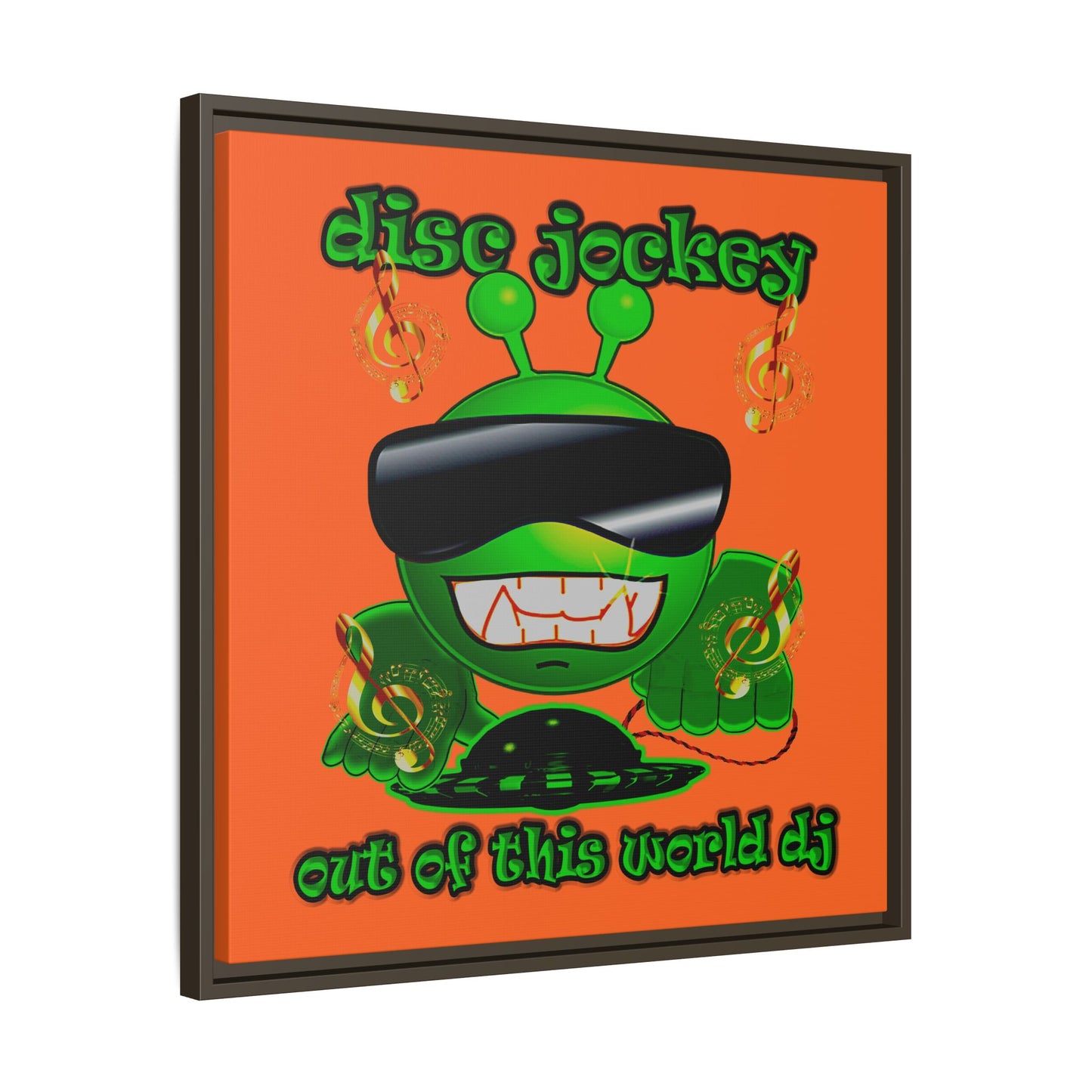 disc jockey - framed canvas art (orange)