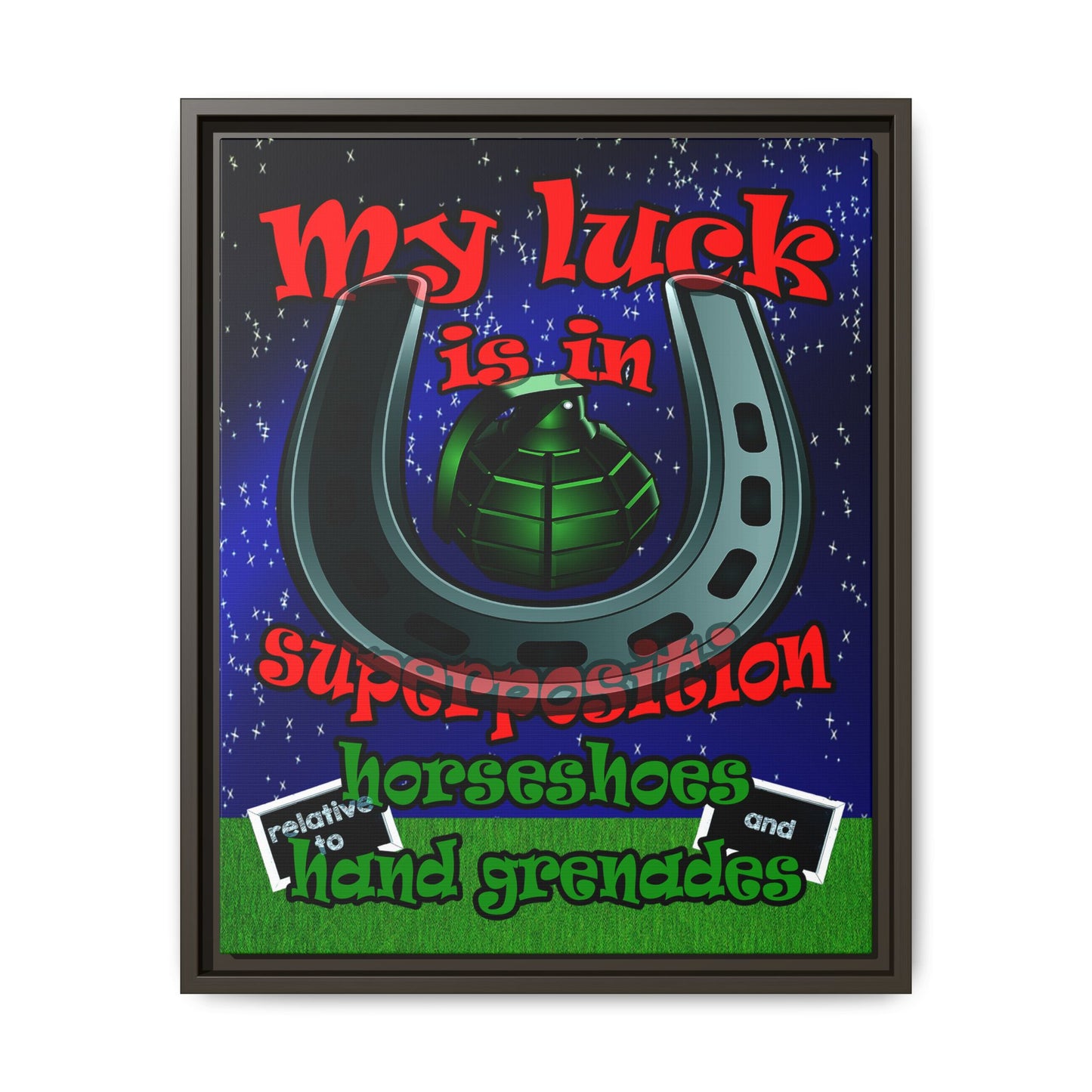 my luck - framed canvas art ('snoops' background)